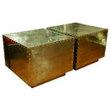 Pair of studded brass tables